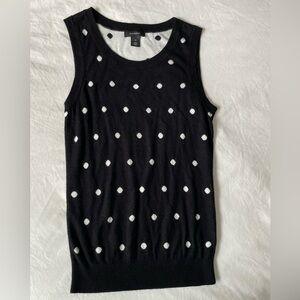 Halogen Black and White Polka Dot Sweater Vest Women’s XS